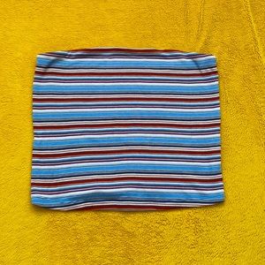 Women’s Large Blue and Red Stripped Tube Top